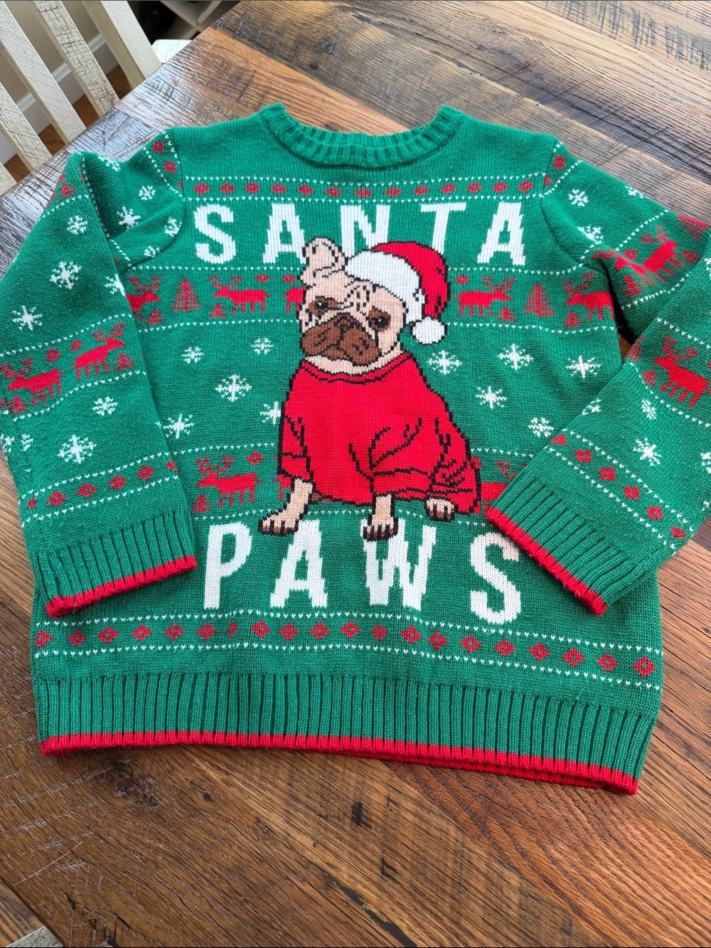 Green 'Santa Paws' Holiday Crew Neck Sweater
